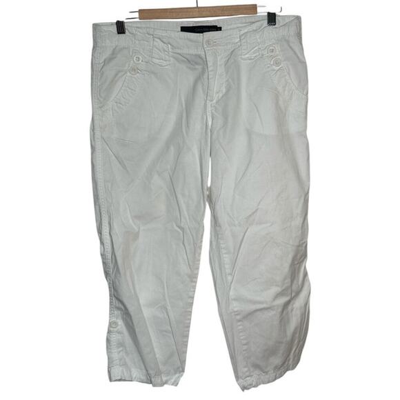 CALVIN KLEIN JEANS I White 100% Cotton 2 Front Button Pockets Capri Pants I 8 - Picture 1 of 6